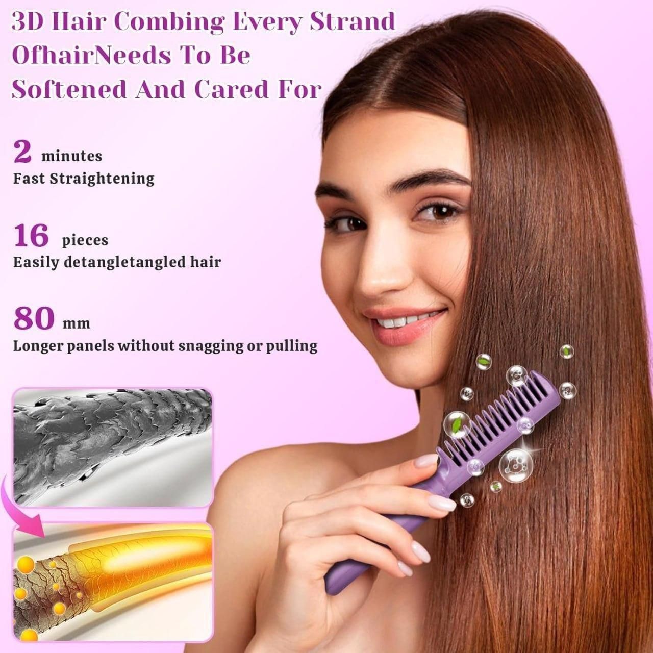 Meneflix Portable Mini Hair Straightener Cordless Rechargeable Mini Adjustable Hair Straightener Hot Comb (Best For All Hair Type)