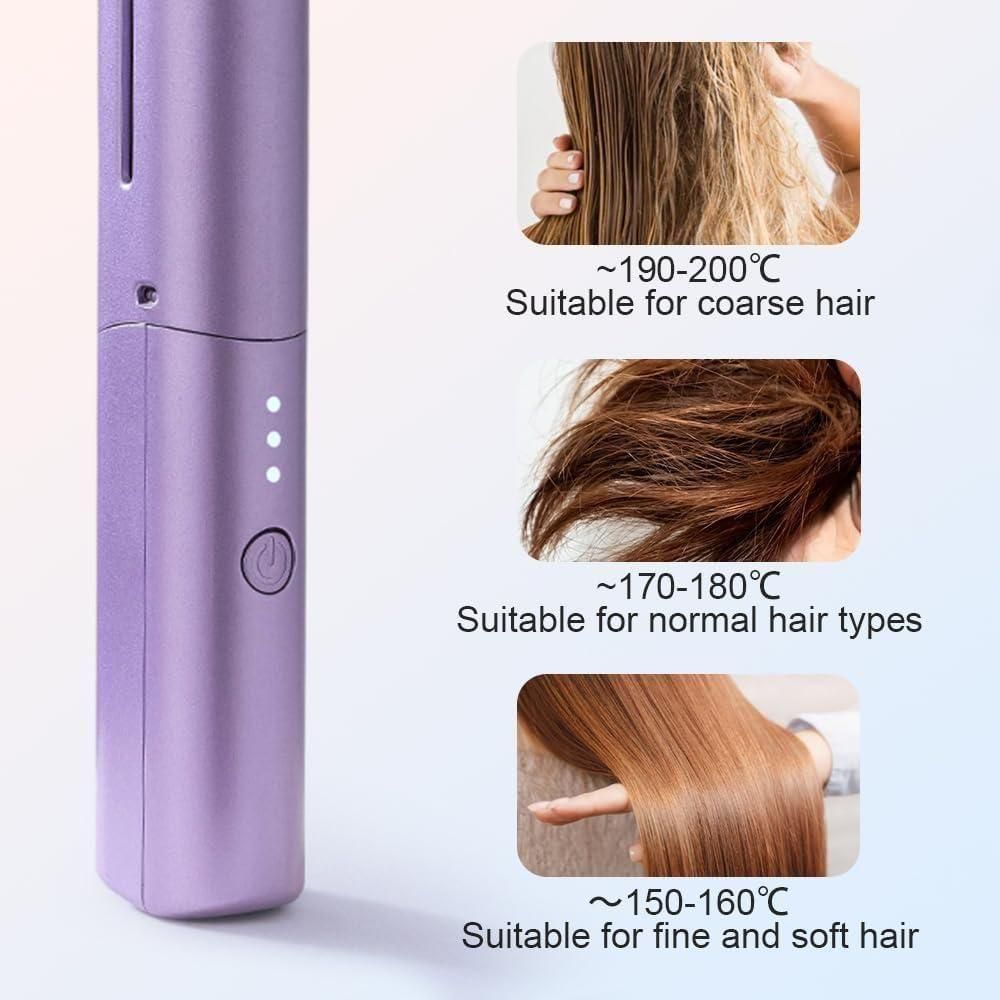 Meneflix Portable Mini Hair Straightener Cordless Rechargeable Mini Adjustable Hair Straightener Hot Comb (Best For All Hair Type)