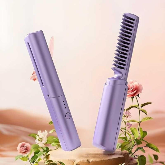 Meneflix Portable Mini Hair Straightener Cordless Rechargeable Mini Adjustable Hair Straightener Hot Comb (Best For All Hair Type)